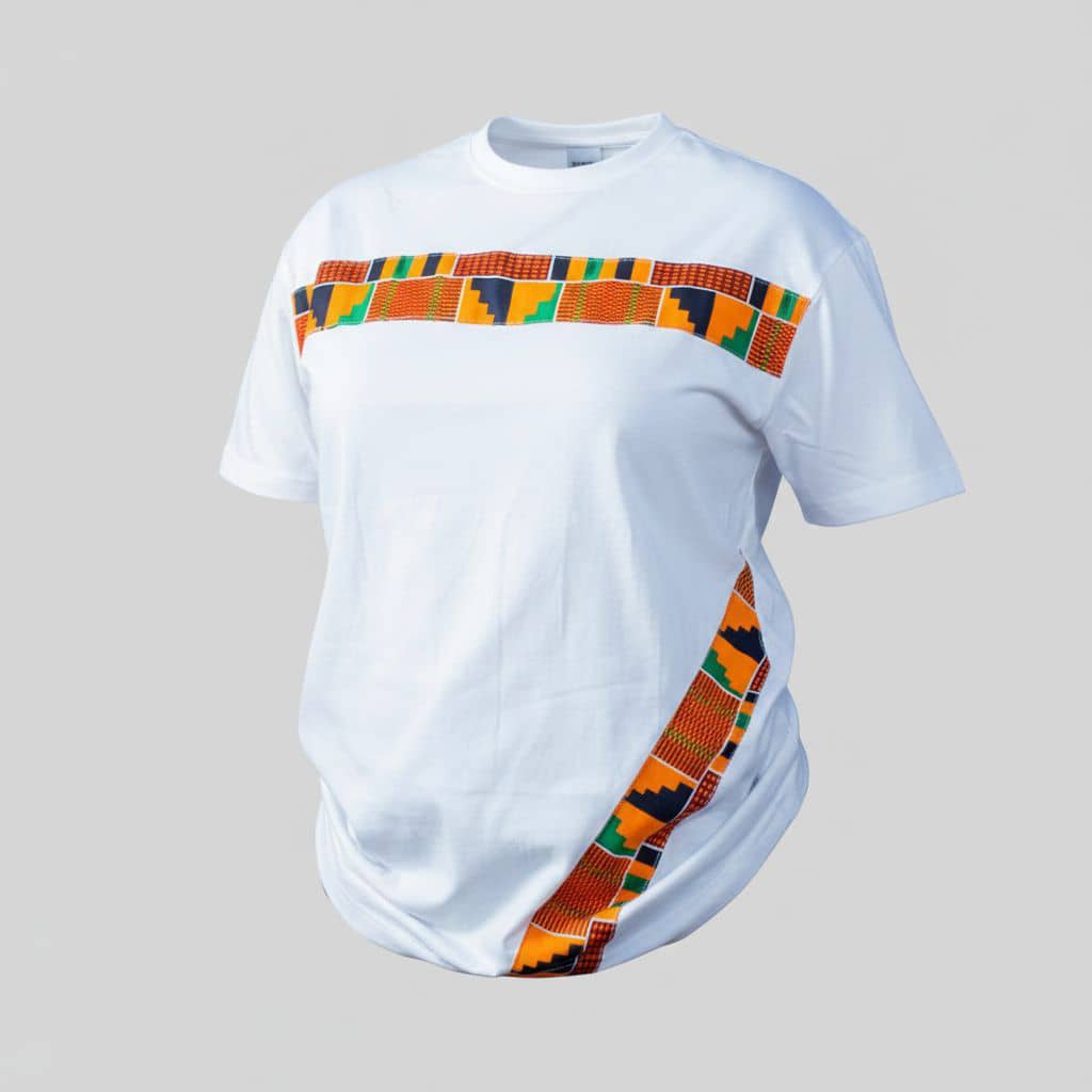 White Tee – Modern Kente Graphic Cotton T-Shirt